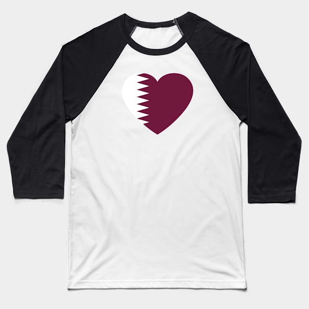 I Love Qatar // Heart-Shaped Qatari Flag Baseball T-Shirt by SLAG_Creative